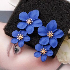 Hand-Painted Hanging Flower Earrings - 3 Colors